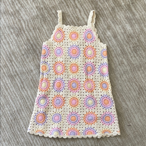 Zara Kids Crochet Dress - Cream, Orange, Purple - Picture 1 of 3